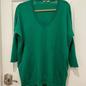 Anthropologie Emerald Green Merino V-neck Tunic